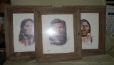 3 FRAMED NOTABLE NATIVE AMERICANS ART PRINTS - 3 TIMES MONEY