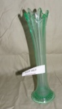 GREEN VASELINE GLASS BUD VASE