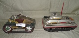 2 VTG. MARX TOYS TIN ARMY TANK TOYS - BATTERY, WIND UP - 2 TIMES MONEY