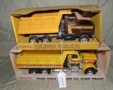 2 - ERTL STEEL TOY DUMP TRUCKS W/BOXES - 2 TIMES MONEY