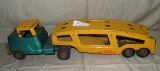 VTG. STRUCTO TOYS PRESSED METAL AUTO TRANSPORT TRACTOR/TRAILER