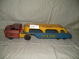 VTG. WYANDOTTE PRESSED METAL AUTO TRANSPORT TRACTOR/TRAILER