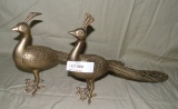 PAIR BRASS STYLE PEACOCK FIGURINES