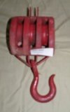 PRIMITIVE WOOD/METAL BARN PULLEY - REPAINTED