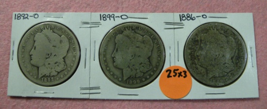 1886-O, 1892-O, 1899-O - 3 TIMES MONEY