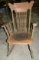 ANTIQUE WOODEN ROCKING CHAIR W/LEATHER SEAT - WILL NOT SHIP