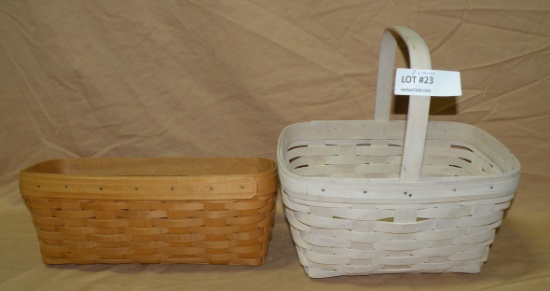 2 LONGABERGER HANDWOVEN, SIGNED BASKETS - 2 TIMES MONEY