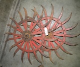 PAIR METAL ROTARY HOE COULTER SPROCKETS - EXPENSIVE TO SHIP