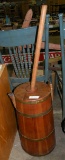 VINTAGE WOODEN BUTTER CHURN W/LID, PLUNGER - WILL NOT SHIP