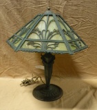 ANTIQUE CAST IRON BASE TABLE LAMP - HEAVY TO SHIP