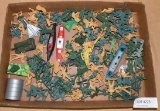 FLAT BOX FULL ASSORTED MILITARY TOY FIGURINES - MOSTLY SOLDIERS