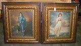 2 ORNATE FRAMED COLONIAL STYLE ART PRINTS - 2 TIMES MONEY - WILL NOT SHIP