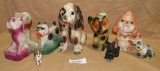 9 PIECES ASSORTED VINTAGE CHALKWARE - DOG THEMED