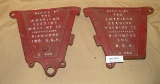 2 CAST IRON AMERICAN SEEDING MACHINE CO. DRILL SEED BOX ENDS - WILL NOT SHIP
