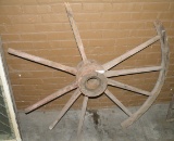 PARTIAL WOODEN WAGON WHEEL W/HUB - WILL NOT SHIP