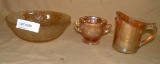 3 PIECES OF IRRIDESCENT GLASS