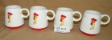 4 1960 ROOSTER COFFEE CUPS