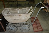 ANTIQUE WICKER BABY BUGGY - WILL NOT SHIP