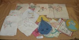 ASSORTED LINENS, EMBROIDERY HAND TOWELS