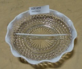 OPALESCENT HOBNAIL DIVIDED GLASS DISH