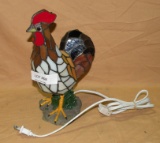STAIN GLASS STYLE CHICKEN TABLE LAMP - WORKS