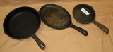 3 ASSORTED CAST IRON SKILLETS