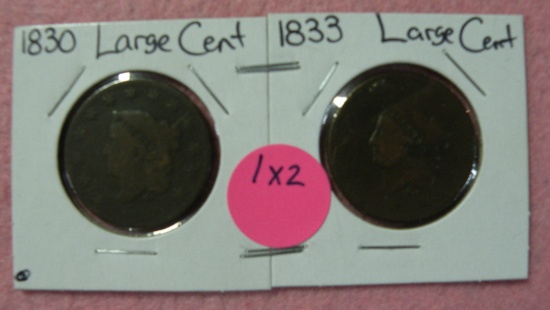 1830, 1833 U.S. LARGE CENTS - 2 TIMES MONEY