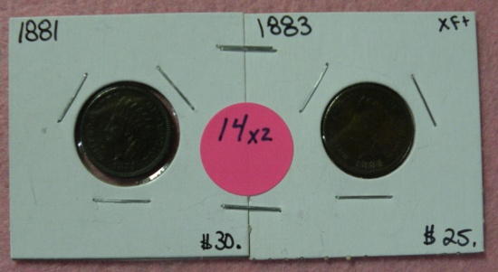 1881, 1883 INDIAN HEAD PENNIES - 2 TIMES MONEY