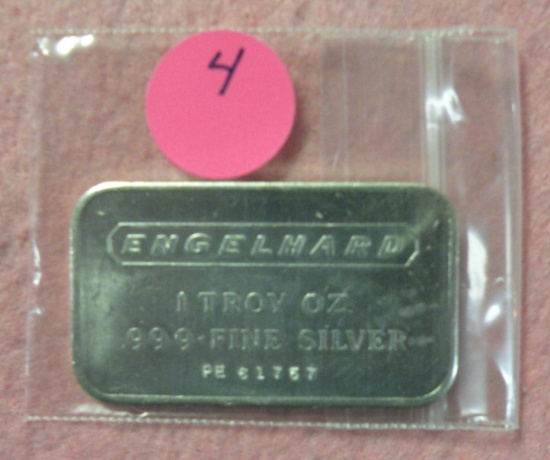 ENGELHARD ONE TROY OUNCE SILVER BAR