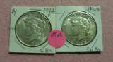 1922, 1923-S SILVER PEACE DOLLARS - 2 TIMES MONEY