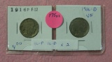 1916, 16-D BUFFALO NICKELS - 2 TIMES MONEY