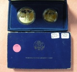 1986 STATUE OF LIBERTY SET W/BOX - 2 PROOF COINS