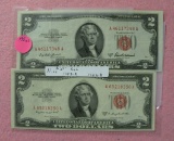 1953-A, 53-B TWO DOLLAR NOTES - RED SEAL - 2 TIMES MONEY