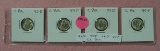 1942-D, 43, 44-D, 45 MERCURY DIMES - 4 TIMES MONEY
