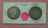 1908, 1911 BARBER HALF DOLLARS - 2 TIMES MONEY