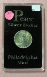 1922 SILVER PEACE DOLLAR W/PLASTIC CASE, STORAGE BAG