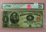 1891 ONE DOLLAR TREASURY NOTE - GRADE VF25