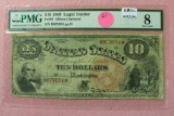 1869 10 DOLLAR LEGAL TENDER LARGE NOTE - GRADED VG8