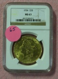 1904 LIBERTY 20 DOLLAR GOLD COIN - GRADED MS63
