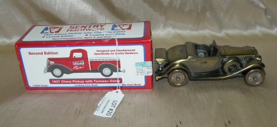 2 AUTOMOBILE COIN BANKS - ONE WITH BOX - 2 TIMES MONEY