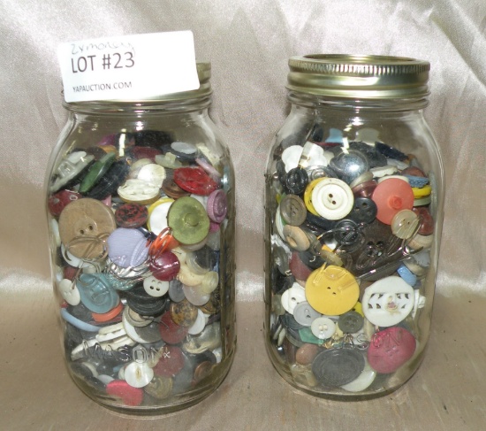 2 JARS ASSORTED BUTTONS - 2 TIMES MONEY