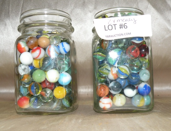 2 JARS ASSORTED MARBLES - 2 TIMES MONEY