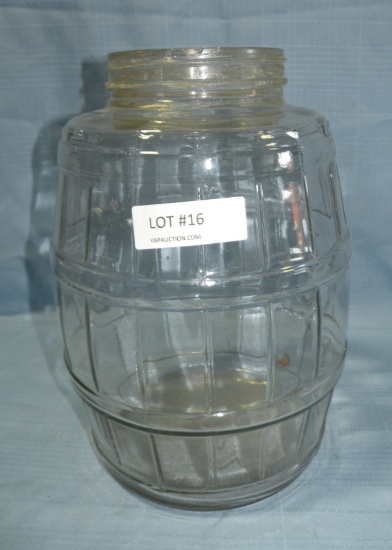 GLASS BARREL STYLE PICKLE JAR - NO LID