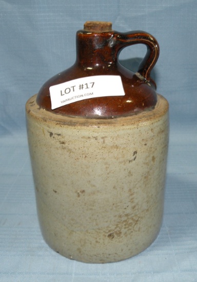 SMALL STONEWARE WHISKEY JUG W/CORK