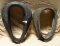 2 PRIMITIVE LEATHER HORSE COLLARS - WILL NOT SHIP