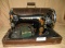 SINGER PORTABLE ELECTRIC SEWING MACHINE W/WOOD CASE - WILL NOT SHIP
