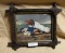 VTG. FRAMED DOG PROTECTING GIRL PICTURE