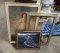 TWO FRAMED ART PIECES, ONE PICTURE FRAME