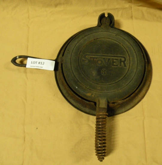 STOVER NO. 8 CAST IRON WAFFLE IRON W/STAND