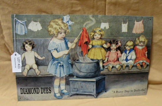 DOLL THEMED SINGLE-SIDED TIN SIGN - DIAMOND DYES